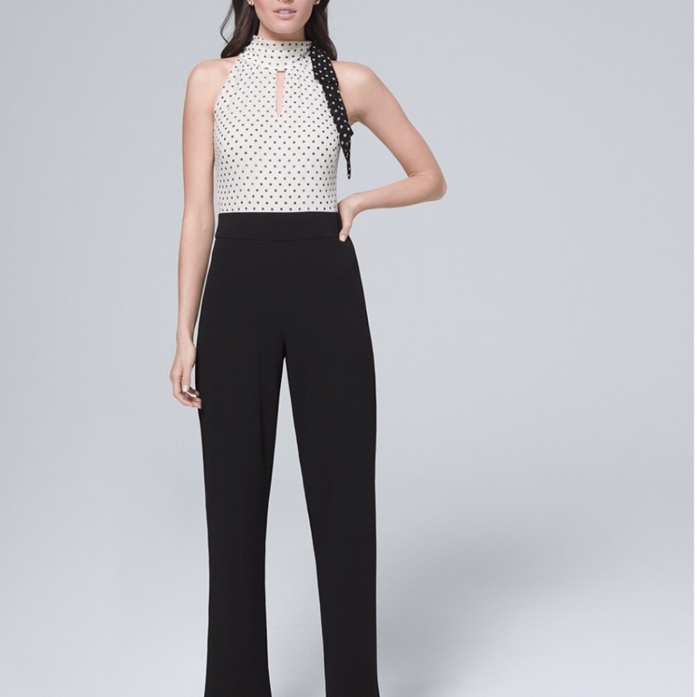 WHBM Petite Dot Halter Jumpsuit. NWT